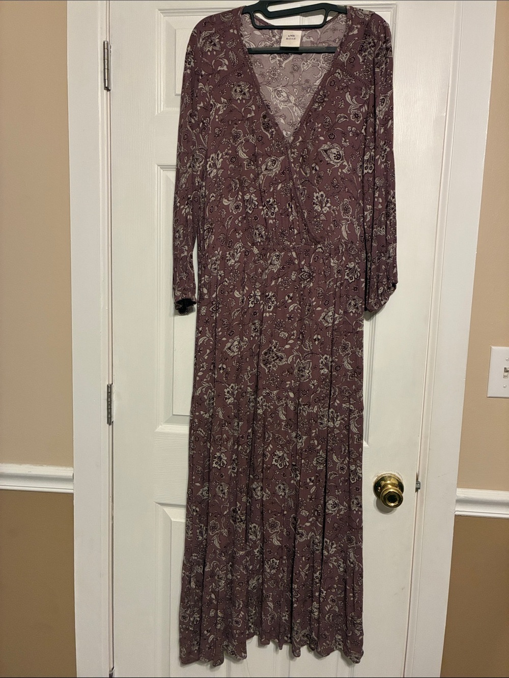 Knox Rose Mauve Floral V-Neck Maxi Dress